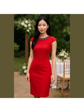 Ted Baker red beaded midi dress Size 0
